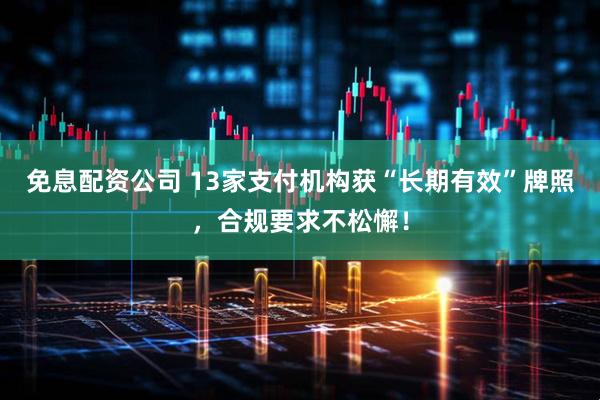 免息配资公司 13家支付机构获“长期有效”牌照，合规要求不松懈！